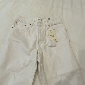 Brand new straight cropped high waisted white jeans